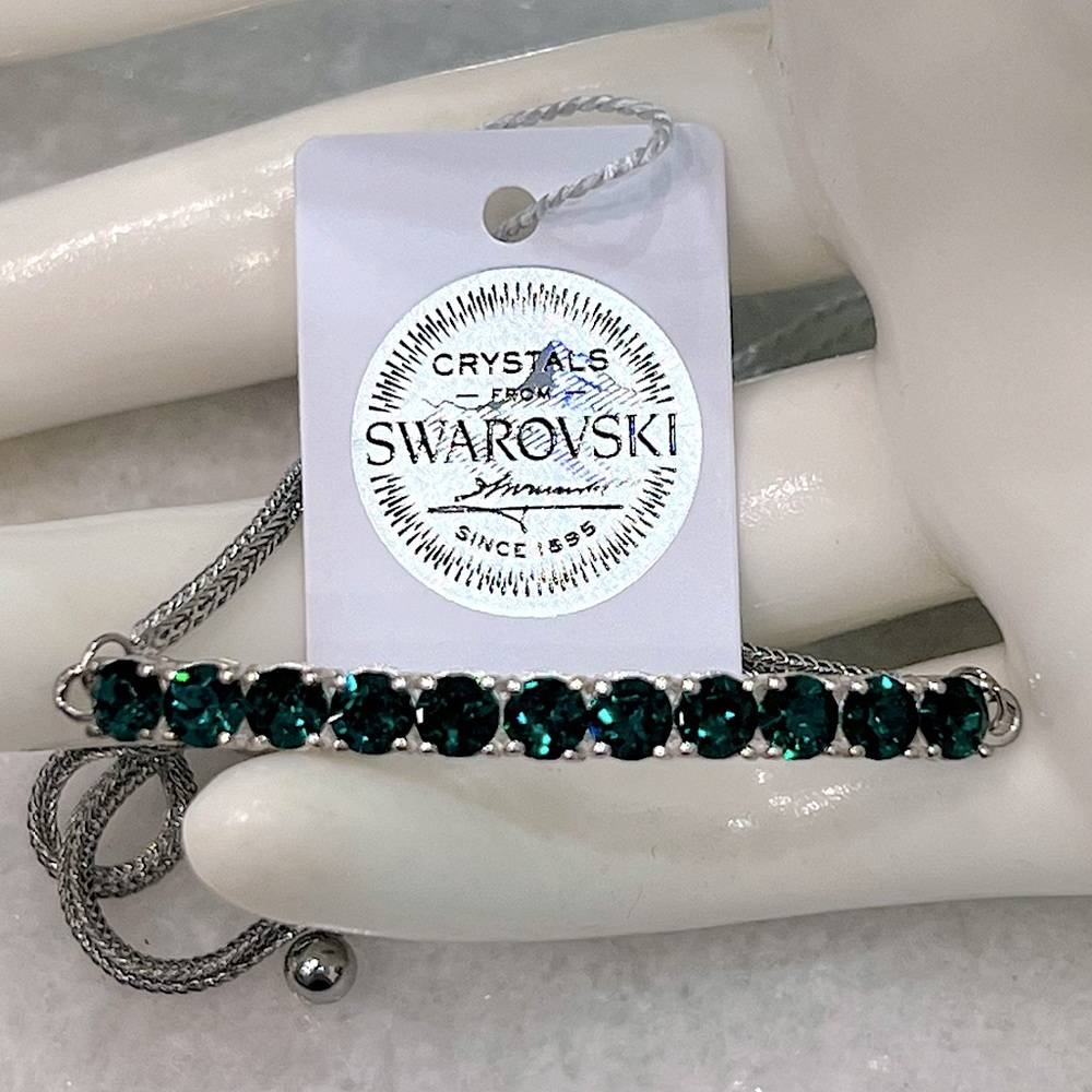 SWAROVSKI Emerald Crystal Sterling Silver BOLO Bracelet